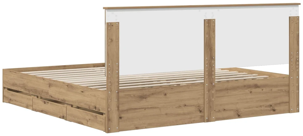 Lova Bed Frame with Storage and Headboard Artisan Oak 180 x 200 cm
