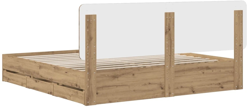 Lova Bed Frame with Storage and Headboard Artisan Oak 180 x 200 cm