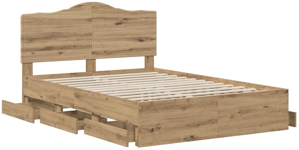 Lova Bed Frame with Storage and Headboard Artisan Oak 140 x 190 cm