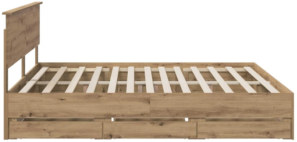 Lova Bed Frame with Storage and Headboard Artisan Oak 180 x 200 cm
