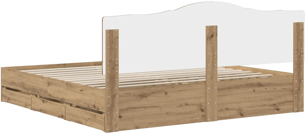 Lova Bed Frame with Storage and Headboard Artisan Oak 180 x 200 cm