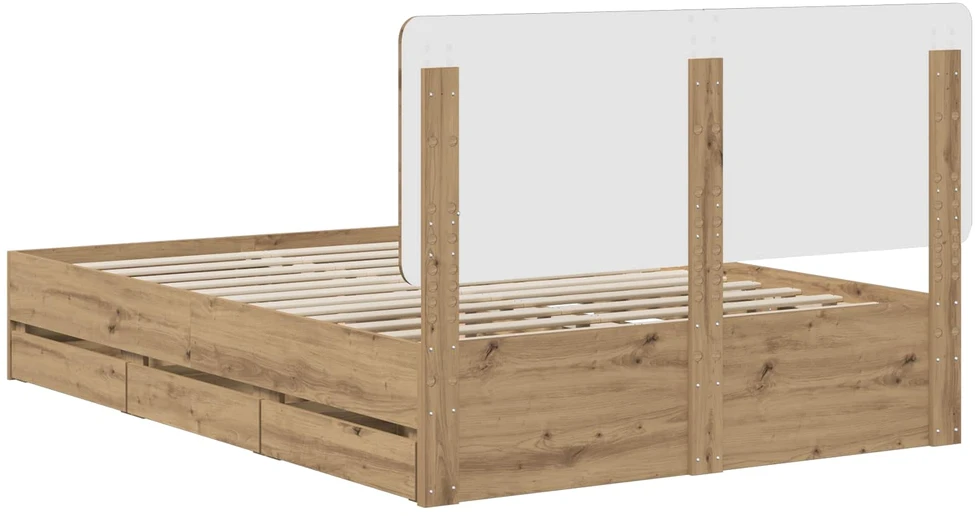 Lova Bed Frame with Storage and Headboard Artisan Oak 120 x 200 cm