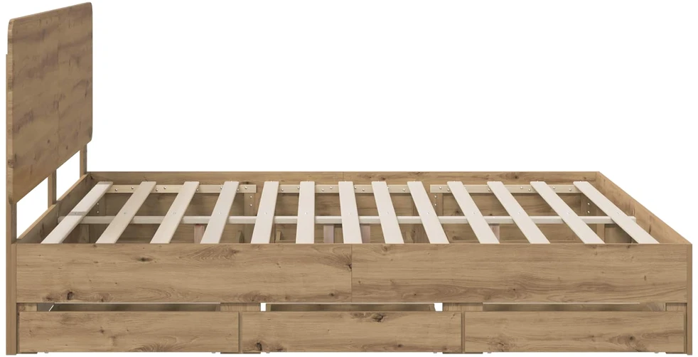Lova Bed Frame with Storage and Headboard Artisan Oak 180 x 200 cm