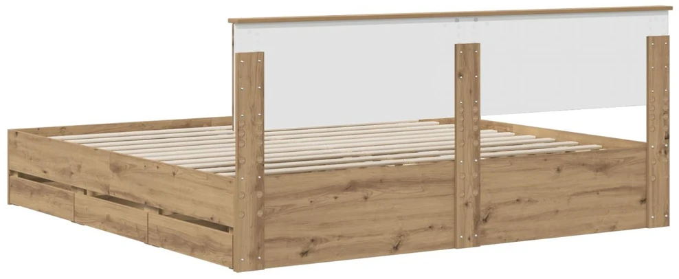 Lova Bed Frame with Storage and Headboard Artisan Oak 180 x 200 cm