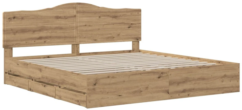 Lova Bed Frame with Storage and Headboard Artisan Oak 180 x 200 cm
