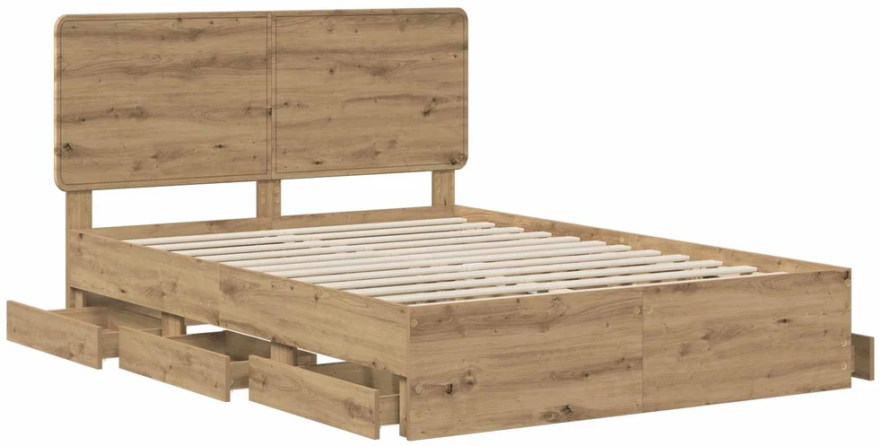 Lova Bed Frame with Storage and Headboard Artisan Oak 120 x 200 cm