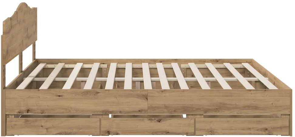Lova Bed Frame with Storage and Headboard Artisan Oak 180 x 200 cm