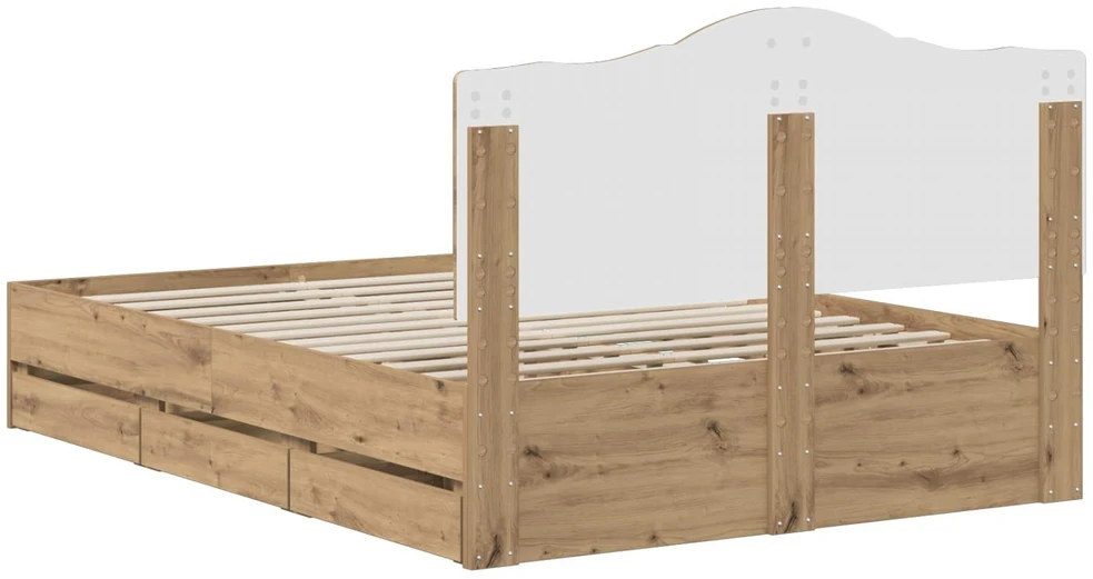 Lova Bed Frame with Storage and Headboard Artisan Oak 140 x 190 cm