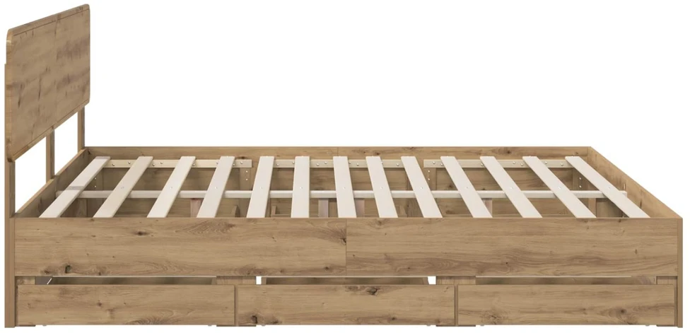 Lova Bed Frame with Storage and Headboard Artisan Oak 180 x 200 cm