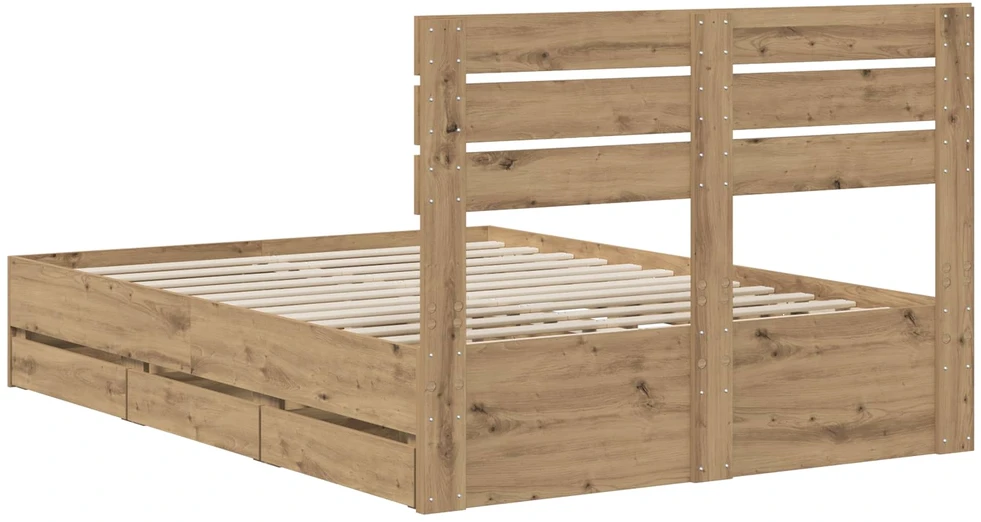 Lova Bed Frame with Storage and Headboard Artisan Oak 120 x 200 cm