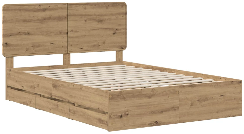 Lova Bed Frame with Storage and Headboard Artisan Oak 120 x 200 cm
