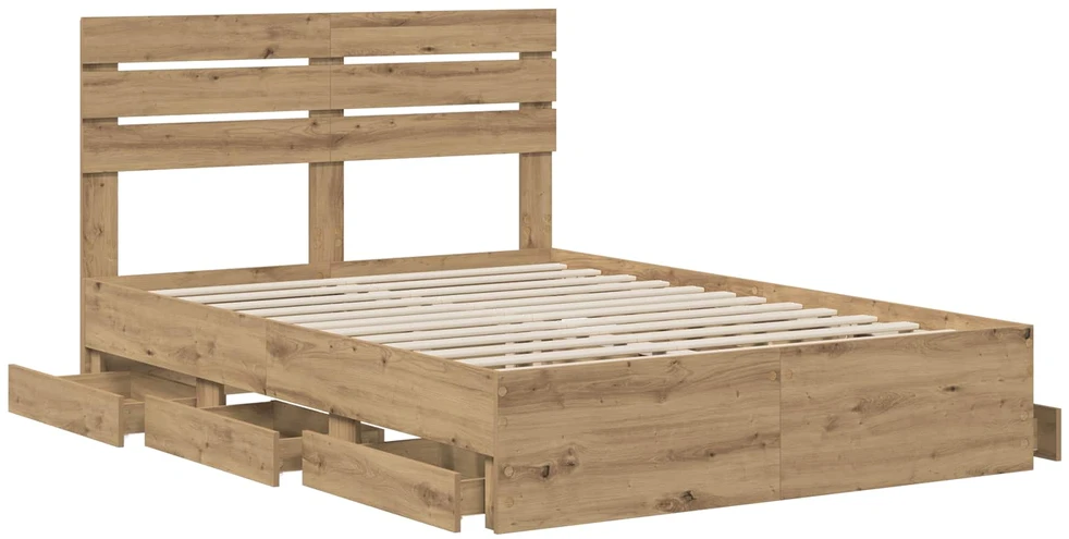 Lova Bed Frame with Storage and Headboard Artisan Oak 120 x 200 cm