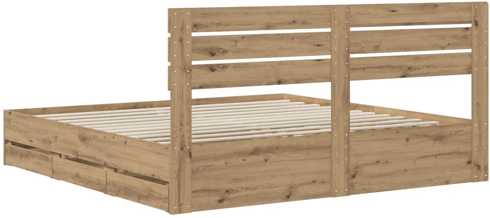 Lova Bed Frame with Storage and Headboard Artisan Oak 180 x 200 cm