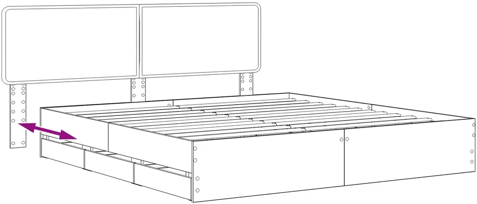Lova Bed Frame with Storage and Headboard Artisan Oak 180 x 200 cm