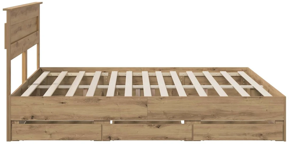 Lova Bed Frame with Storage and Headboard Artisan Oak 180 x 200 cm