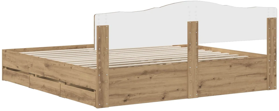 Lova Bed Frame with Storage and Headboard Artisan Oak 180 x 200 cm