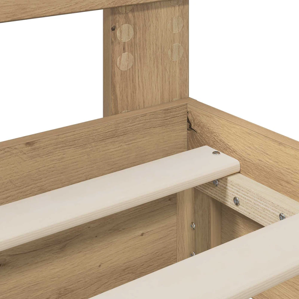 Lova Bed Frame with Storage and Headboard Artisan Oak 180 x 200 cm