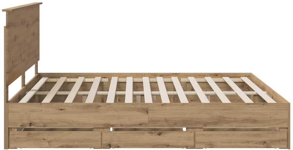 Lova Bed Frame with Storage and Headboard Artisan Oak 180 x 200 cm