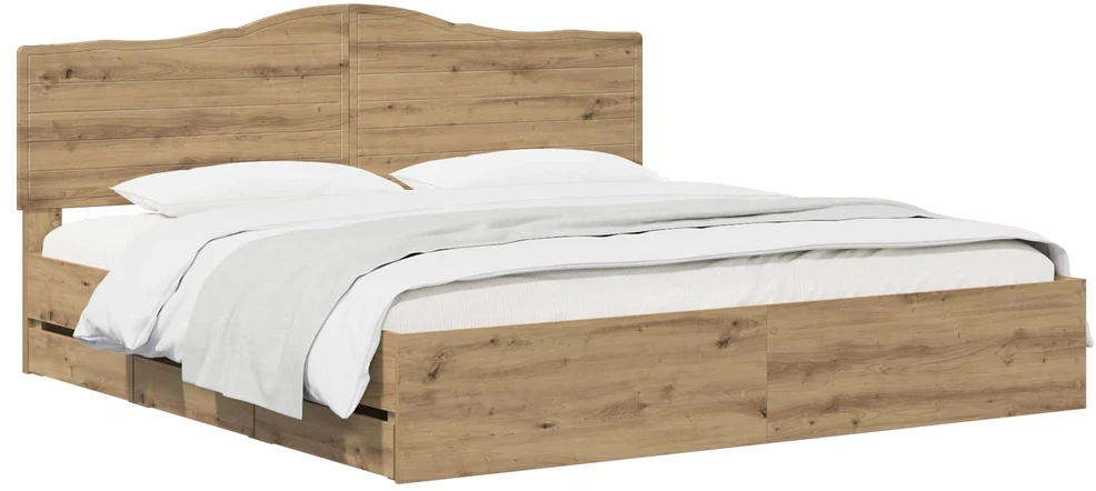 Lova Bed Frame with Storage and Headboard Artisan Oak 180 x 200 cm