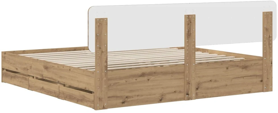 Lova Bed Frame with Storage and Headboard Artisan Oak 180 x 200 cm
