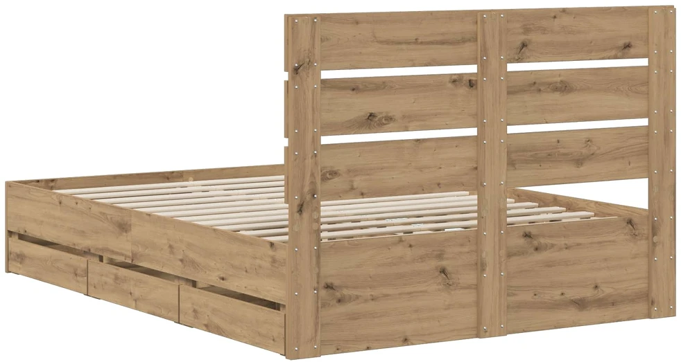 Lova Bed Frame with Storage and Headboard Artisan Oak 160 x 200 cm
