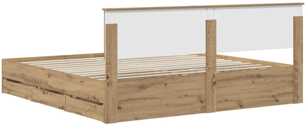 Lova Bed Frame with Storage and Headboard Artisan Oak 180 x 200 cm