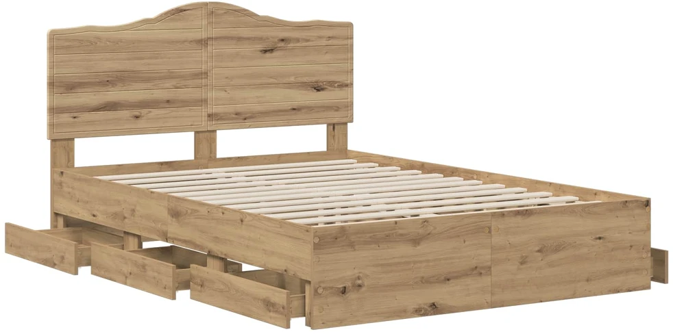 Lova Bed Frame with Storage and Headboard Artisan Oak 160 x 200 cm