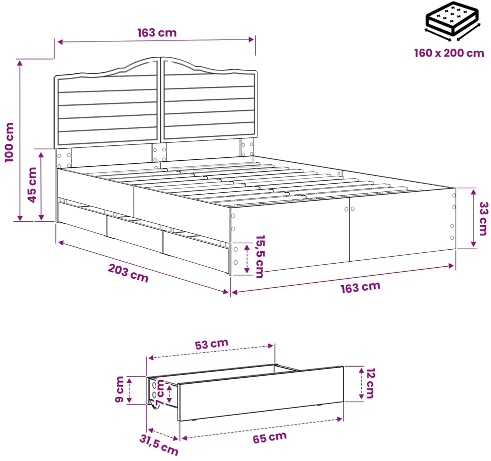 Lova Bed Frame with Storage and Headboard Artisan Oak 160 x 200 cm