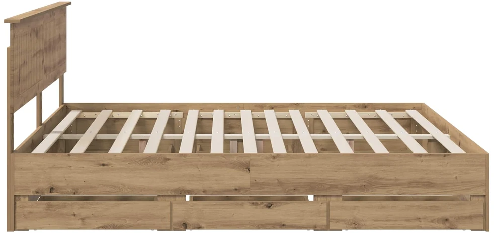 Lova Bed Frame with Storage and Headboard Artisan Oak 180 x 200 cm