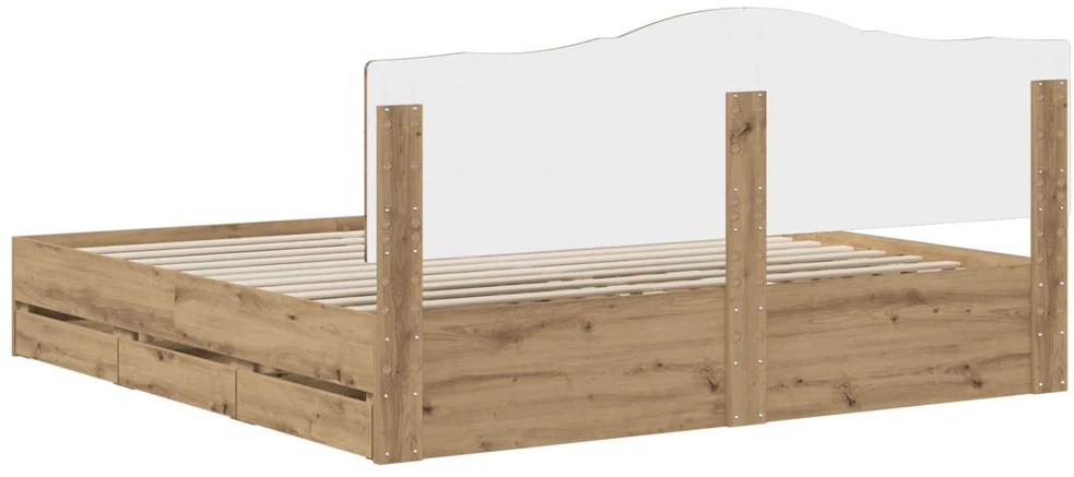 Lova Bed Frame with Storage and Headboard Artisan Oak 180 x 200 cm