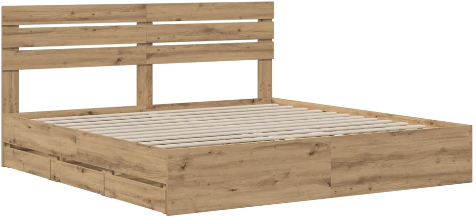 Lova Bed Frame with Storage and Headboard Artisan Oak 180 x 200 cm