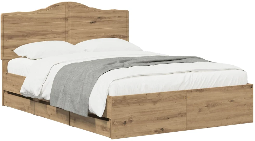 Lova Bed Frame with Storage and Headboard Artisan Oak 160 x 200 cm
