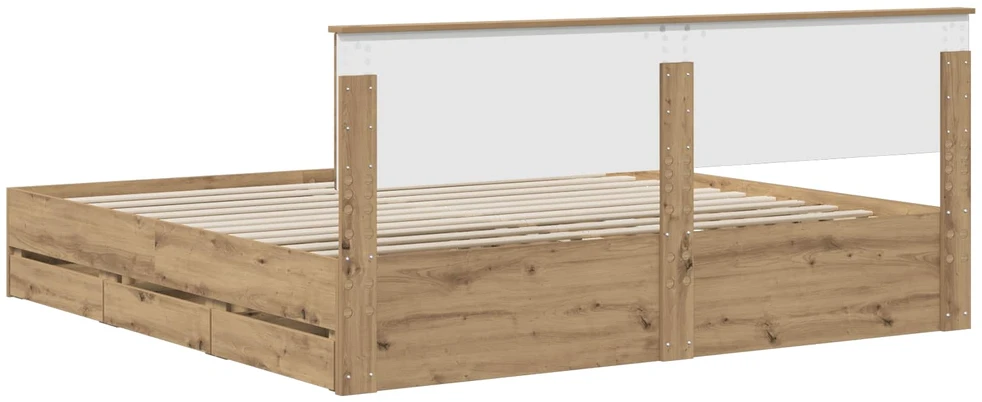 Lova Bed Frame with Storage and Headboard Artisan Oak 180 x 200 cm