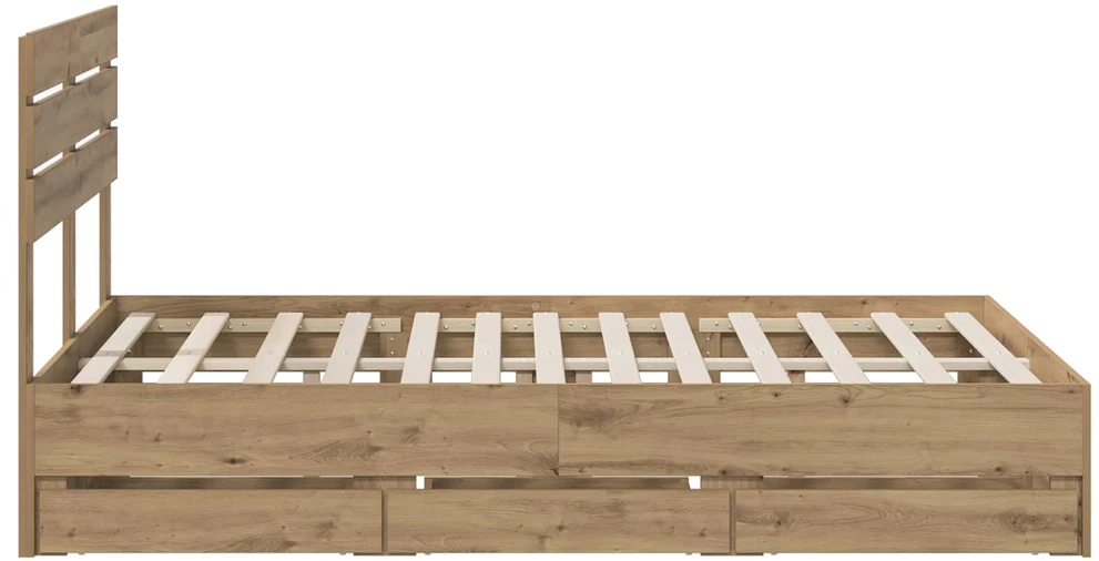Lova Bed Frame with Storage and Headboard Artisan Oak 160 x 200 cm
