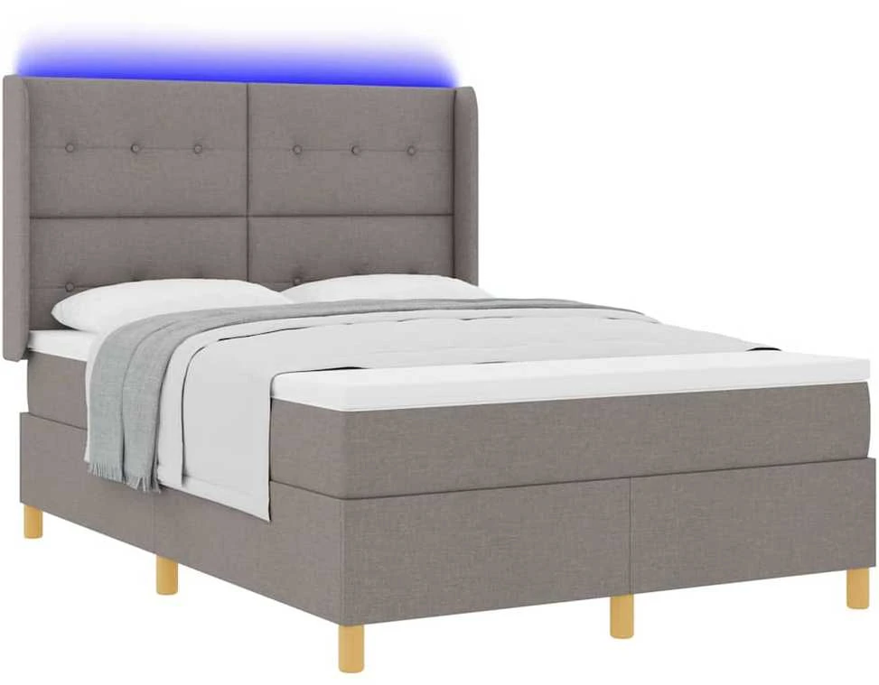Kiemas lova su LED juostelėmis Tortora 160 x 200 cm audinys