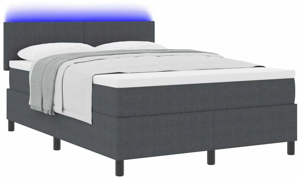 LED Čiužinio Lova Tamsiai pilka ir balta 160 x 200 cm