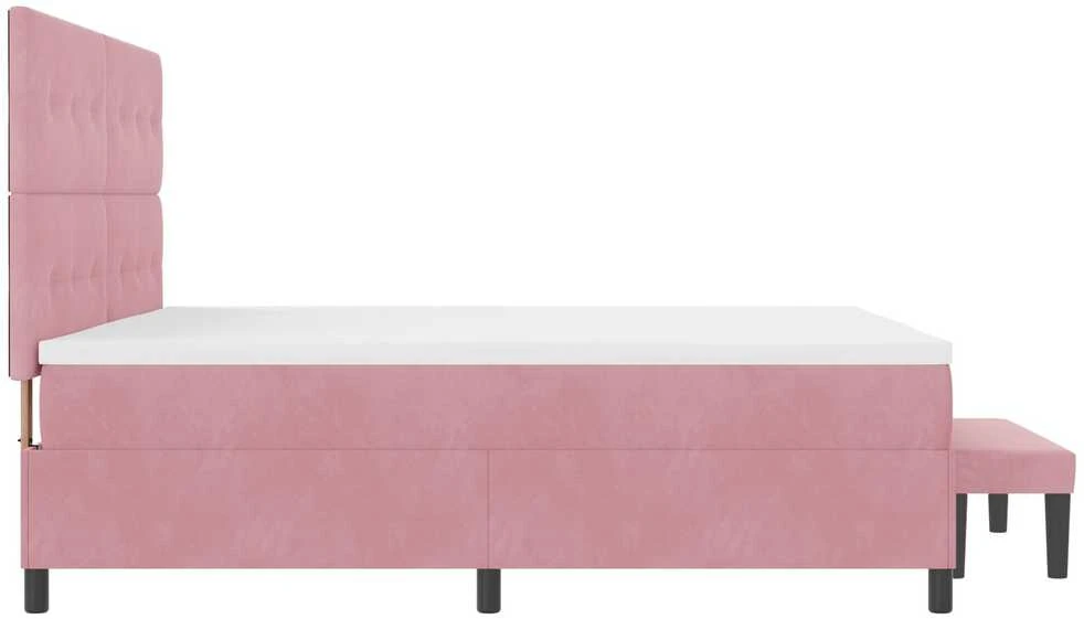 Kiemas lova su galvūgalio Rožinė 200 x 200 cm Aksomas