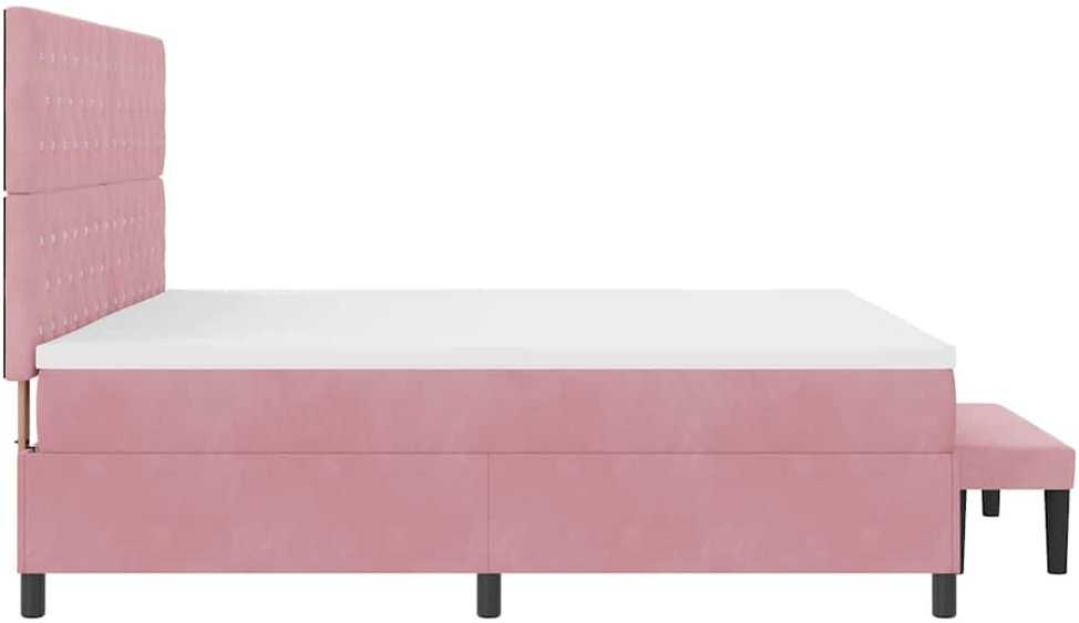 Kiemas lova su čiužiniu Rožinė 200 x 200 cm Aksomas
