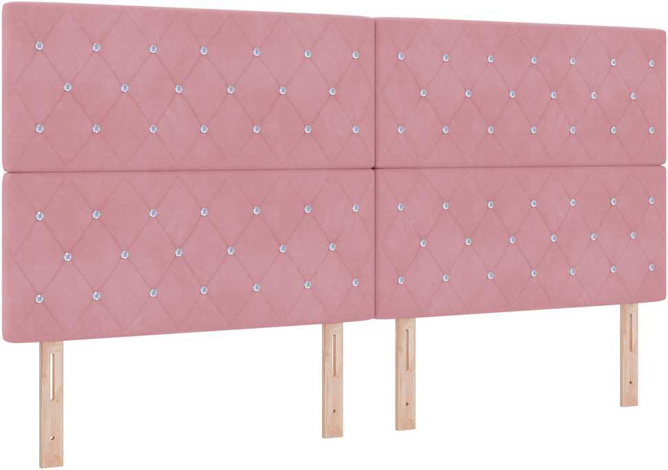 Kiemas lova su čiužiniu Rožinė 200 x 200 cm Aksomas