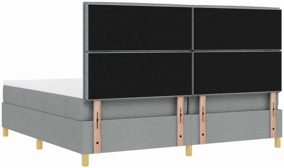 Kiemas lova su čiužiniu Šviesiai pilka 200 x 200 cm audinys