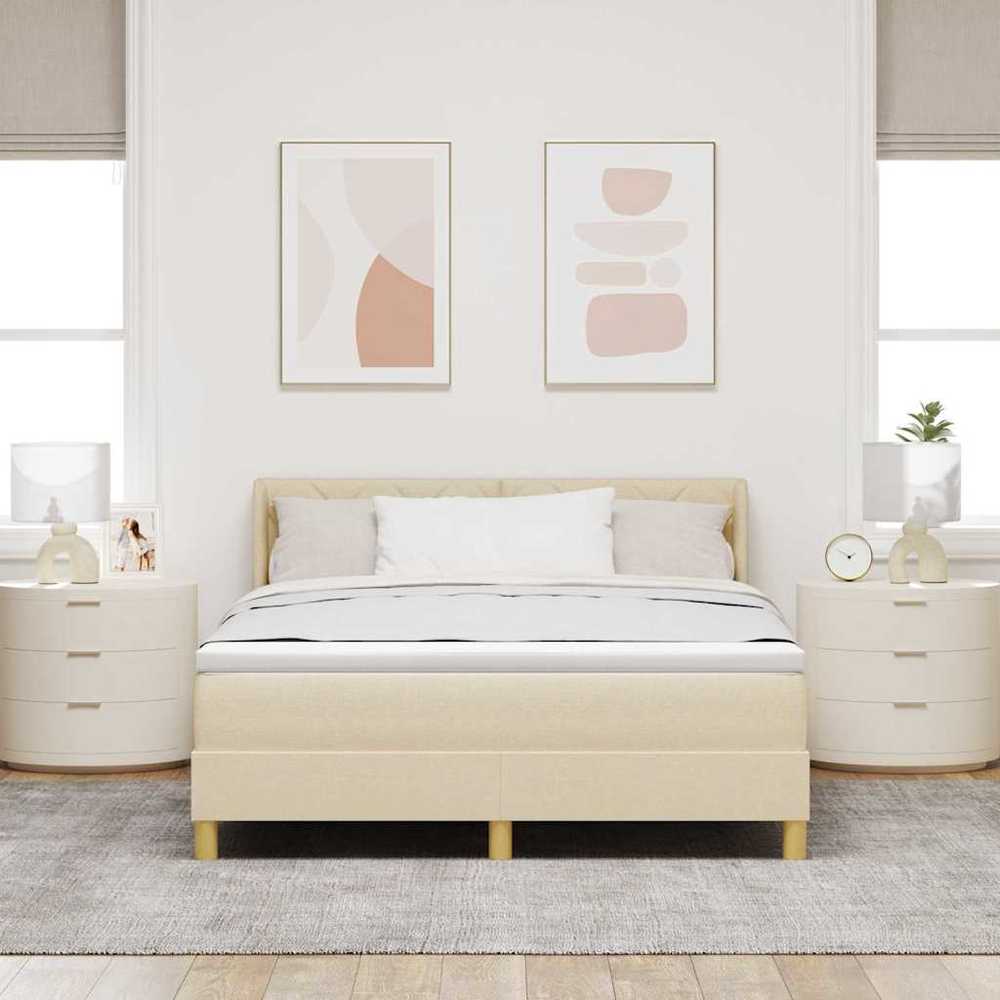 Kiemas lova su galvūgalio Kreminė 200 x 160 cm audinys