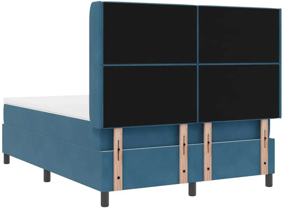 Kiemas lova su LED juostelėmis Mėlyna 140 x 190 cm Aksomas