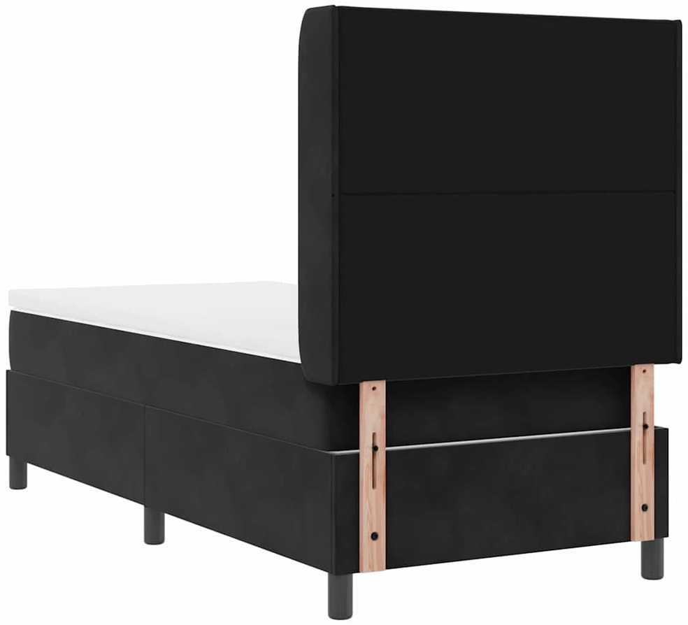 Kiemas lova su LED juostelėmis Juoda 90 x 200 cm Aksomas