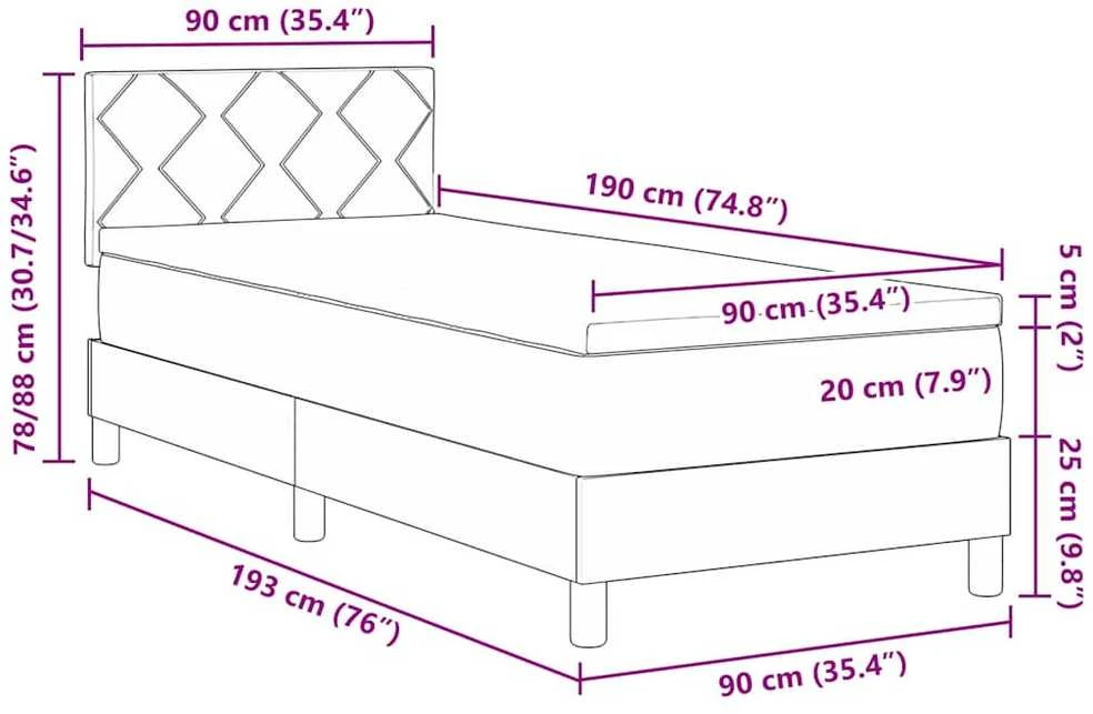 Kiemas lova su LED juostelėmis Tortora 90 x 190 cm audinys