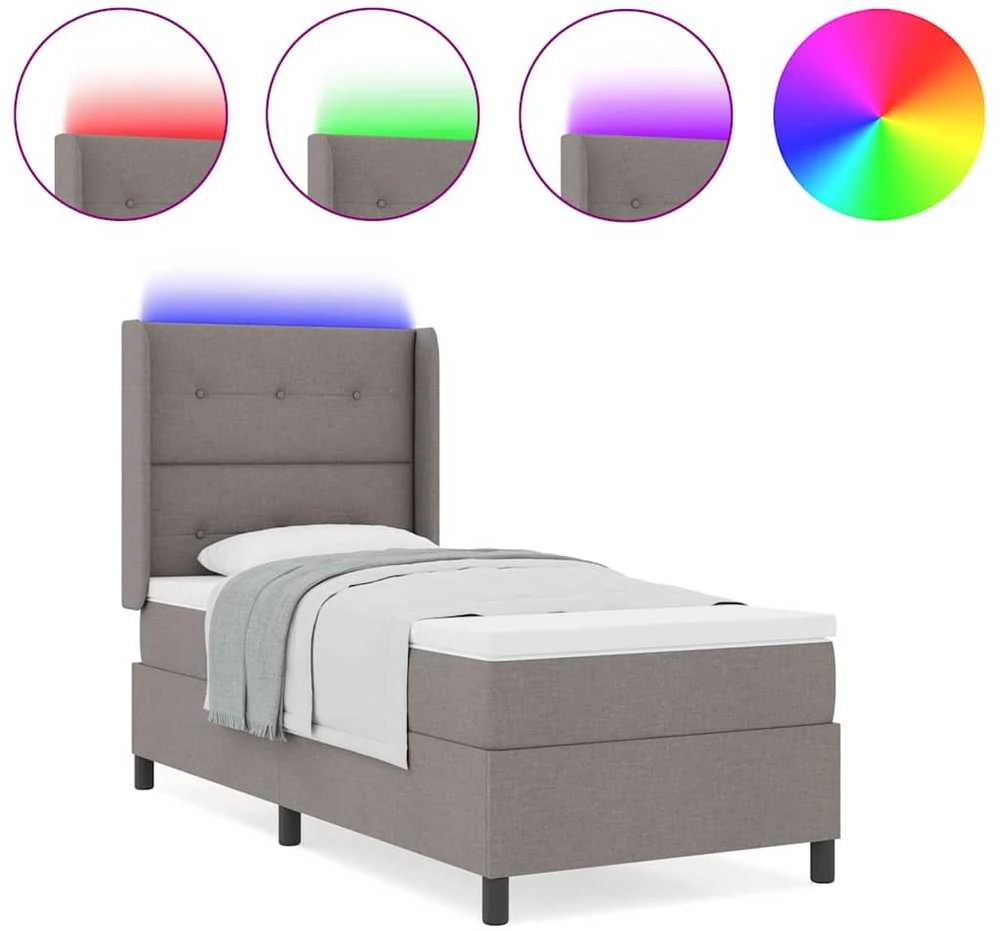 LED Čiužinio Lova su galvūgalio Tortora 90 x 190 cm audinys