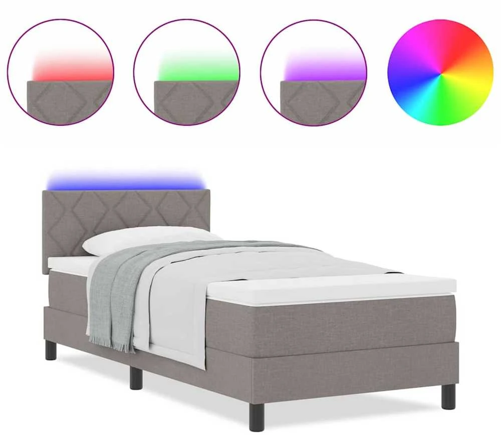Kiemas lova su LED juostelėmis Tortora 90 x 190 cm audinys