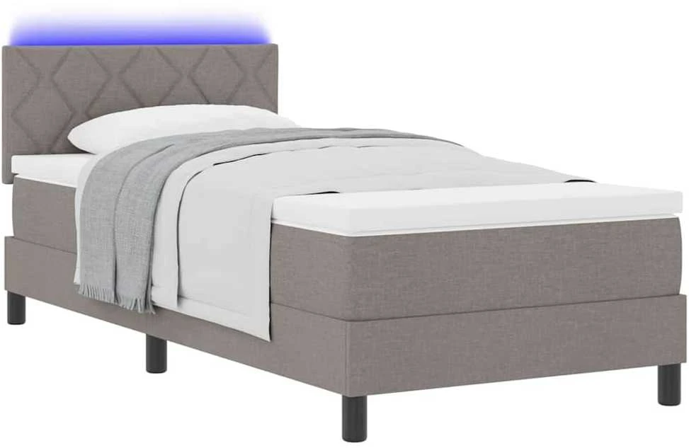 Kiemas lova su LED juostelėmis Tortora 90 x 190 cm audinys