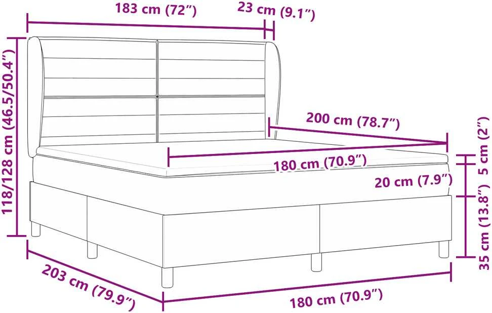 Kiemas lova su čiužiniu Šviesiai pilka 200 x 180 cm audinys
