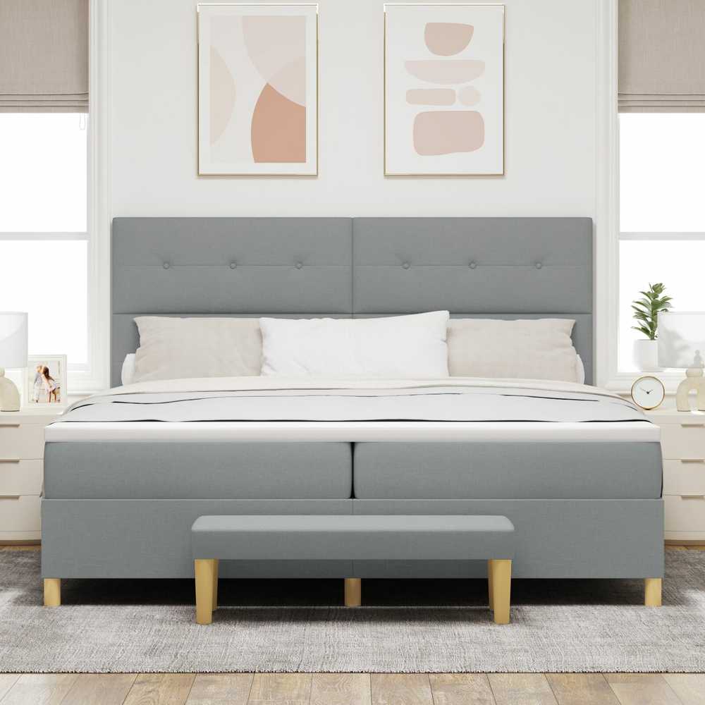 Kiemas lova su galvūgalio Šviesiai pilka 200 x 200 cm audinys