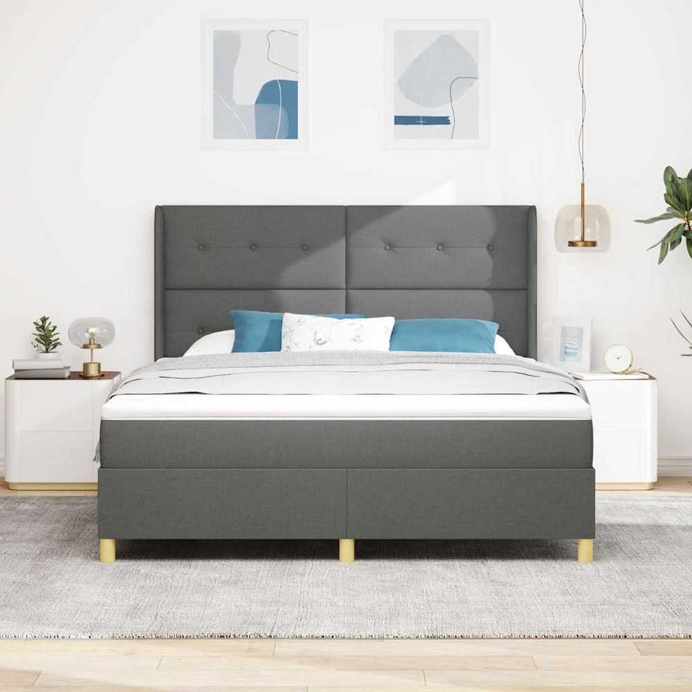 Kiemas lova su LED juostelėmis Pilka 180 x 200 cm audinys